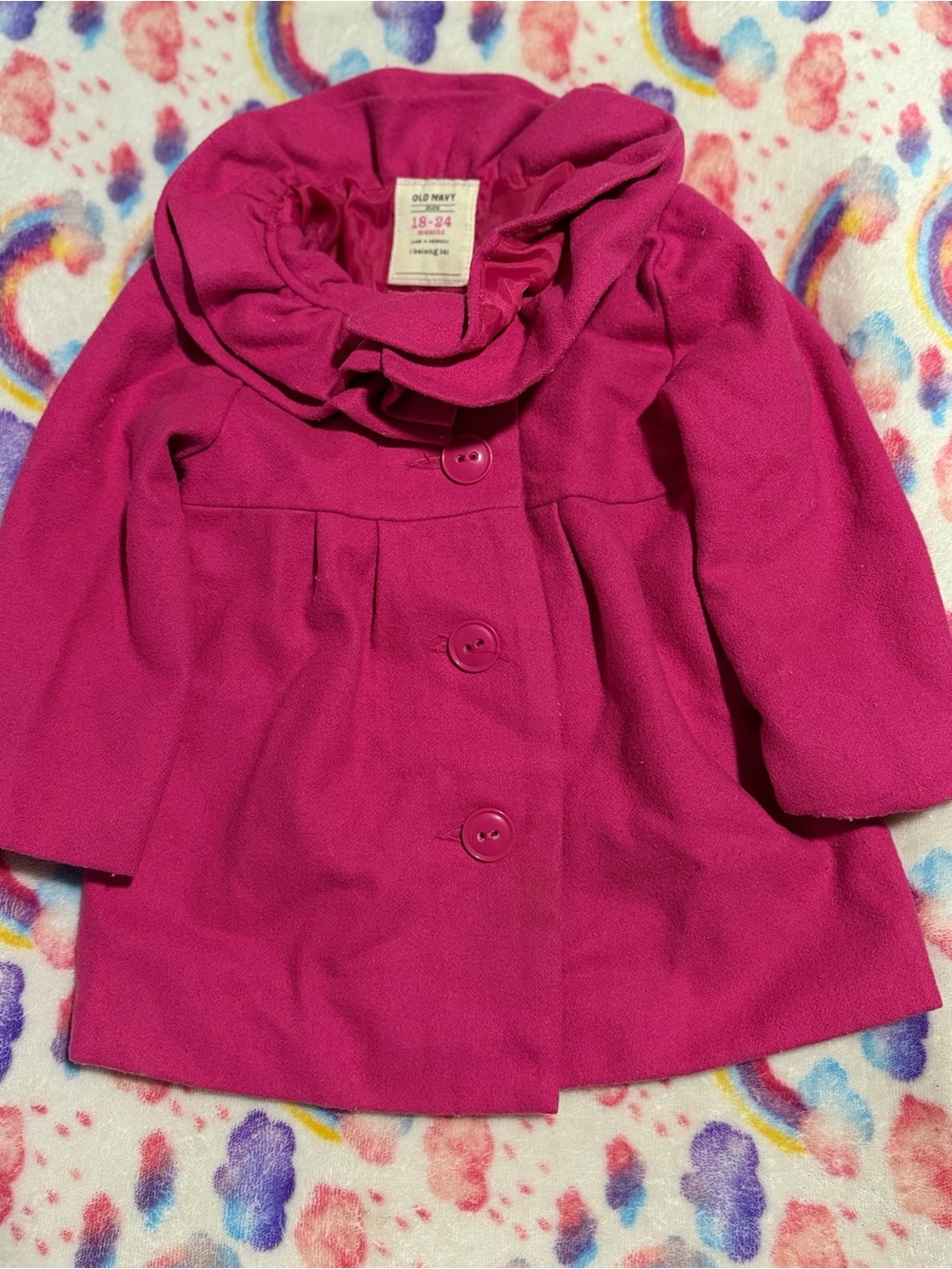 Old Navy Girls Fuchsia Peacoat with Funnel Collar